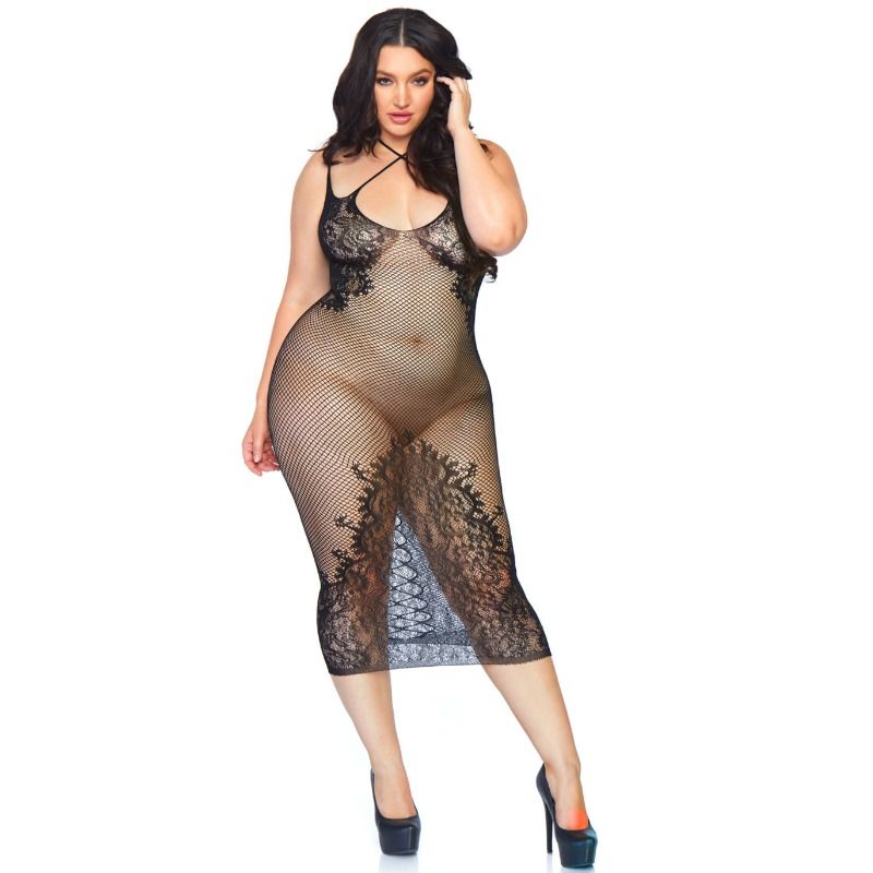 Robe noire en résille taille XL/XXL – LEG AVENUE