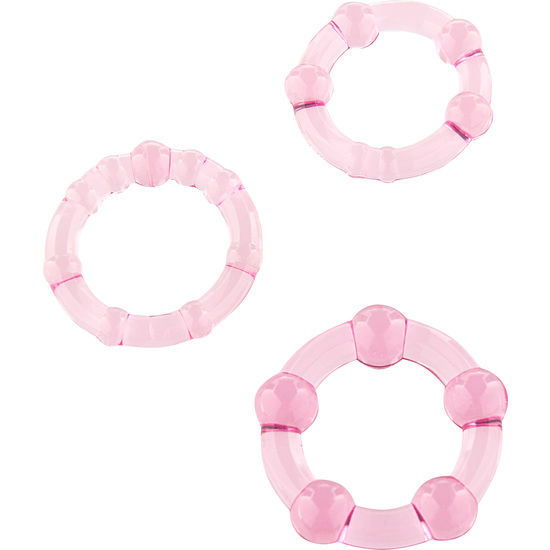 SEVENCREATIONS SET DE TROIS BAGUES PENIS ROSE