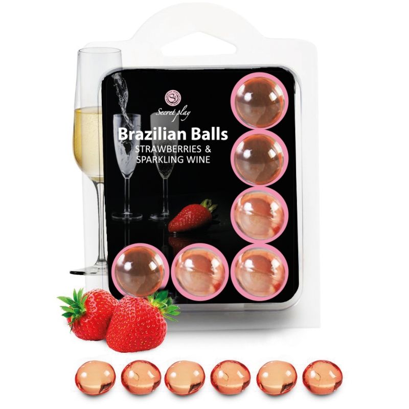 SECRETPLAY – SET 6 BOULES BRÉSILIENNES FRAISES AU CAVA