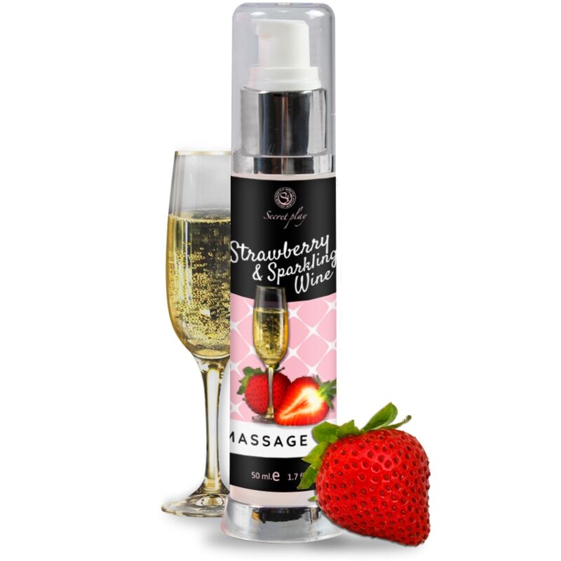 SECRETPLAY – HUILE DE MASSAGE FRAISE  VIN MOUSSEUX 50 ML