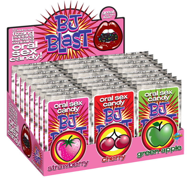 PIPEDREAMS – BJ BLAST FRAISE / CERISE ET POMME VERTE – PRÉSENTOIR – 36 PCS